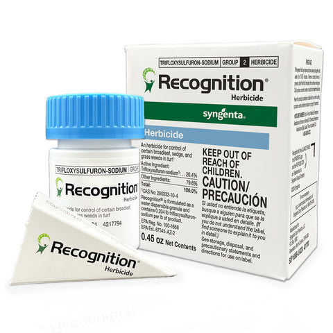 Syngenta Recognition herbicide packaging for lawn use, ready to apply.
