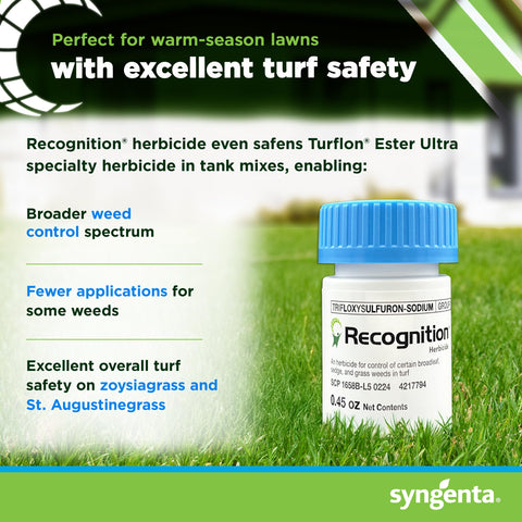 Syngenta Recognition safener helps protect bermudagrass during selective removal.