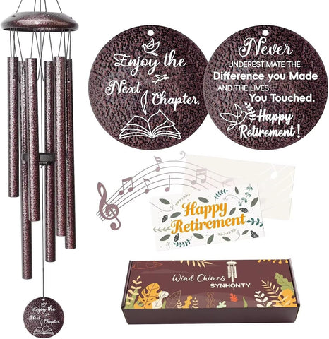 Synhonty 25-inch retirement wind chimes on porch create peaceful outdoor ambiance