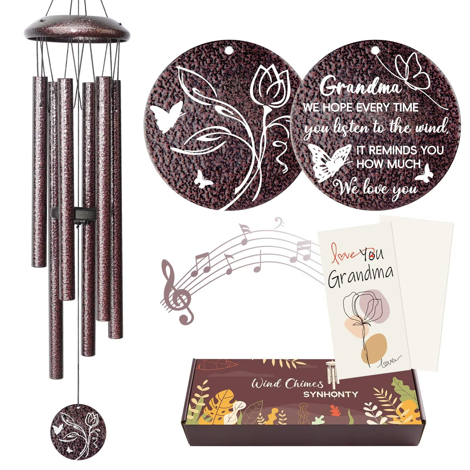Synhonty grandma wind chime 25-inch bronze finish creates soothing porch melodies.