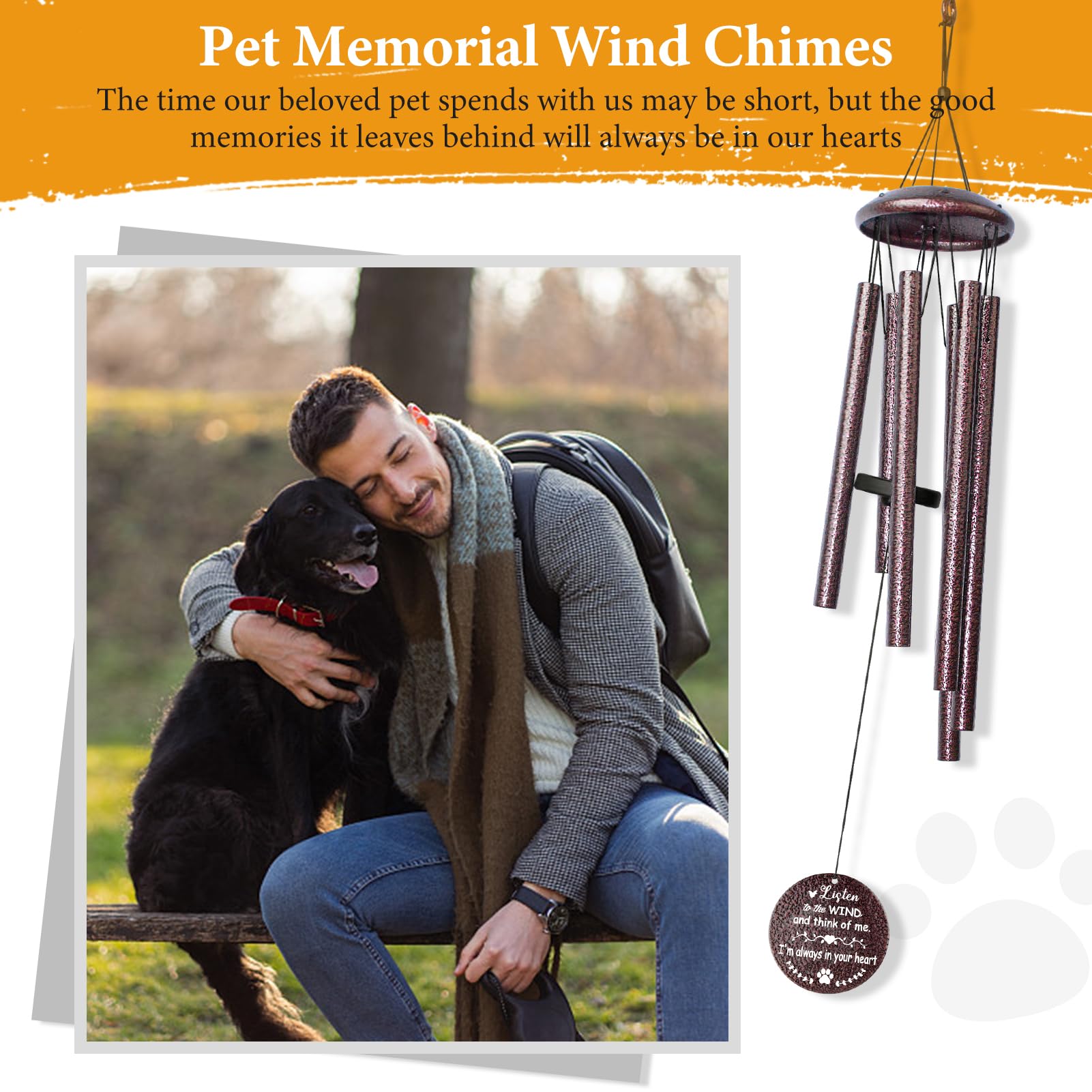 Synhonty memorial wind chime box with motifs, ready gift for remembrance