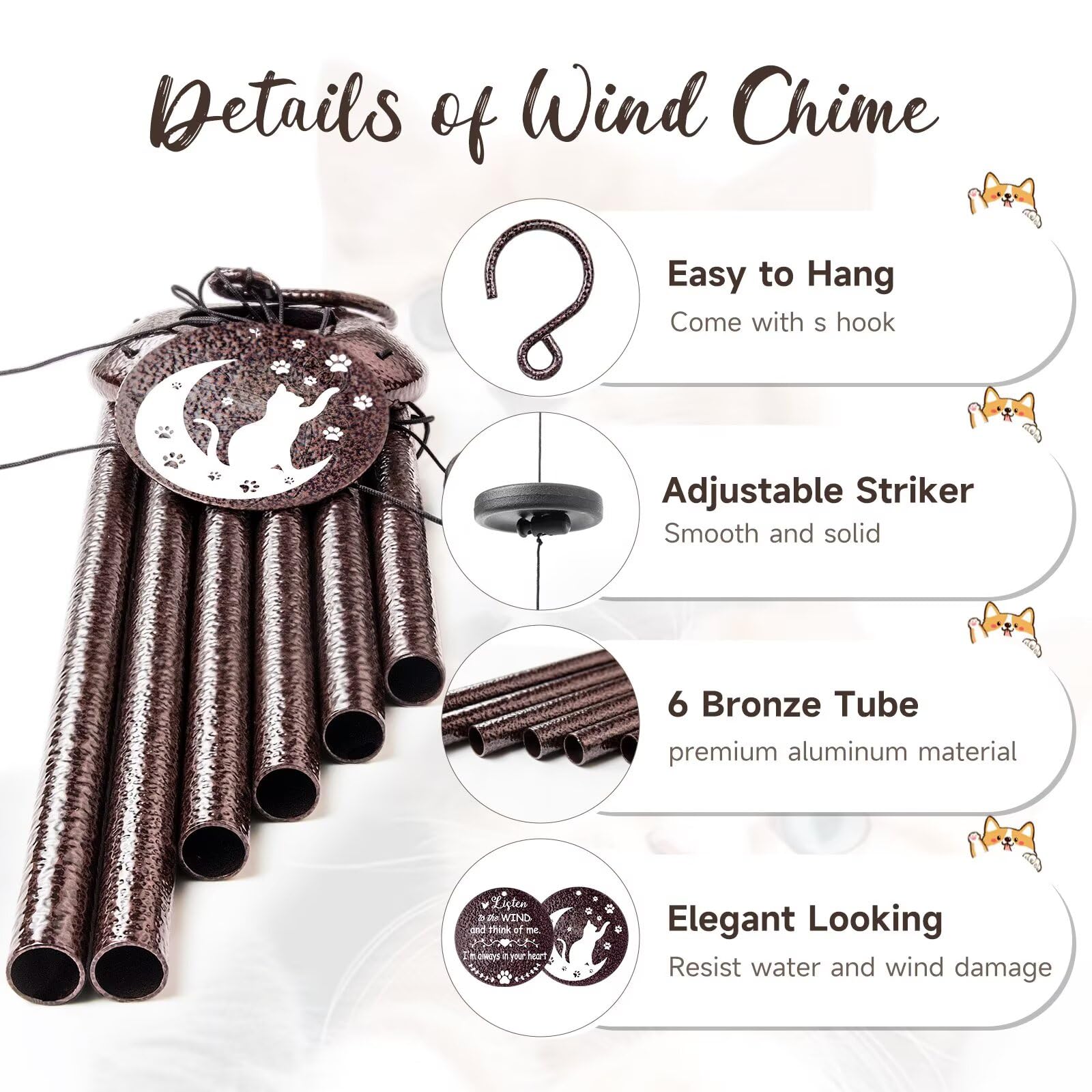 Synhonty memorial wind chime with dual-sided motifs evokes memories.