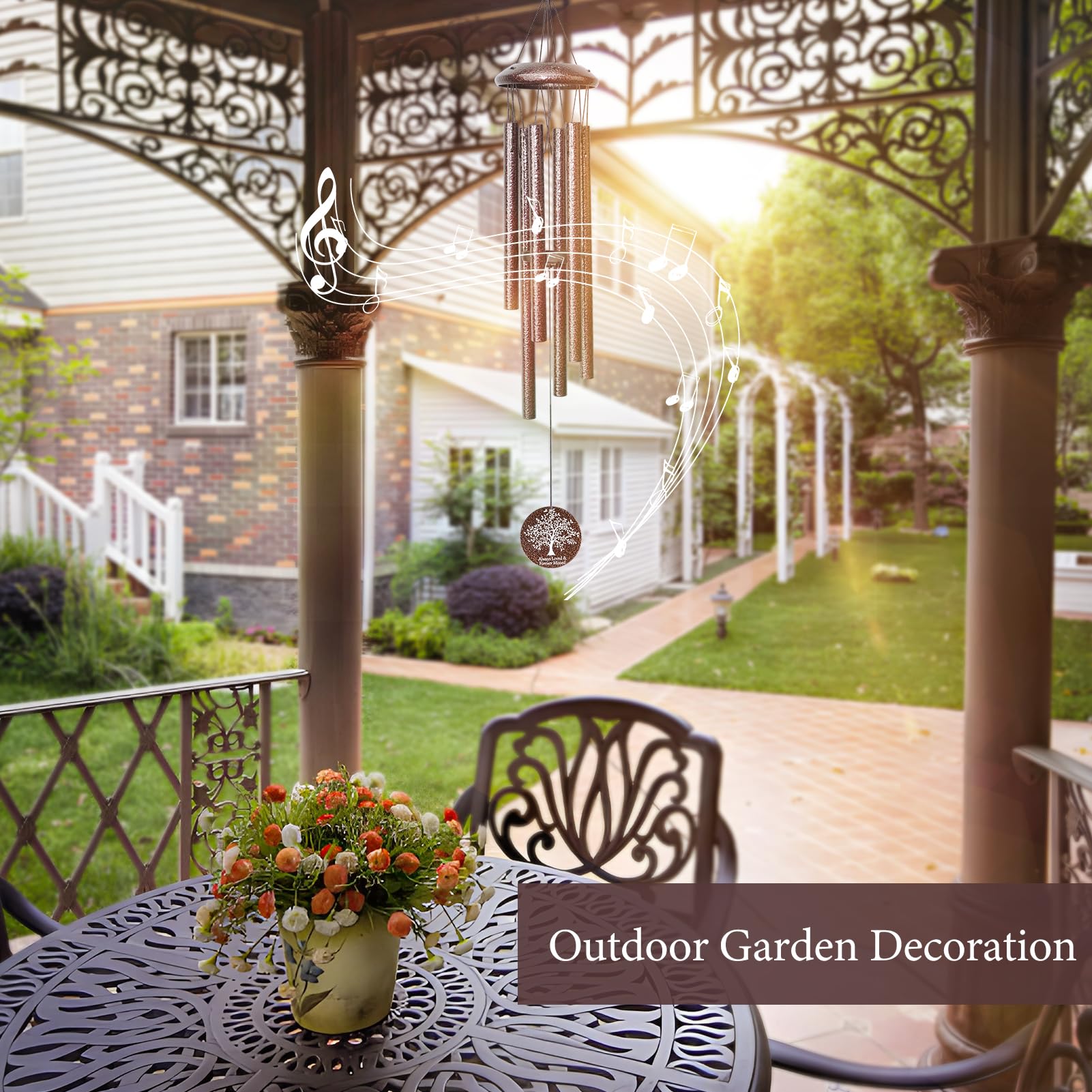 Synhonty Memorial Wind Chimes include a greeting verse card for personal messages.