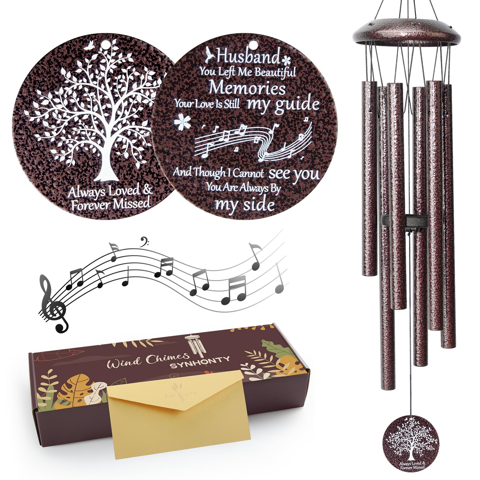 Synhonty memorial wind chimes honoring husband with a warm, living memory.