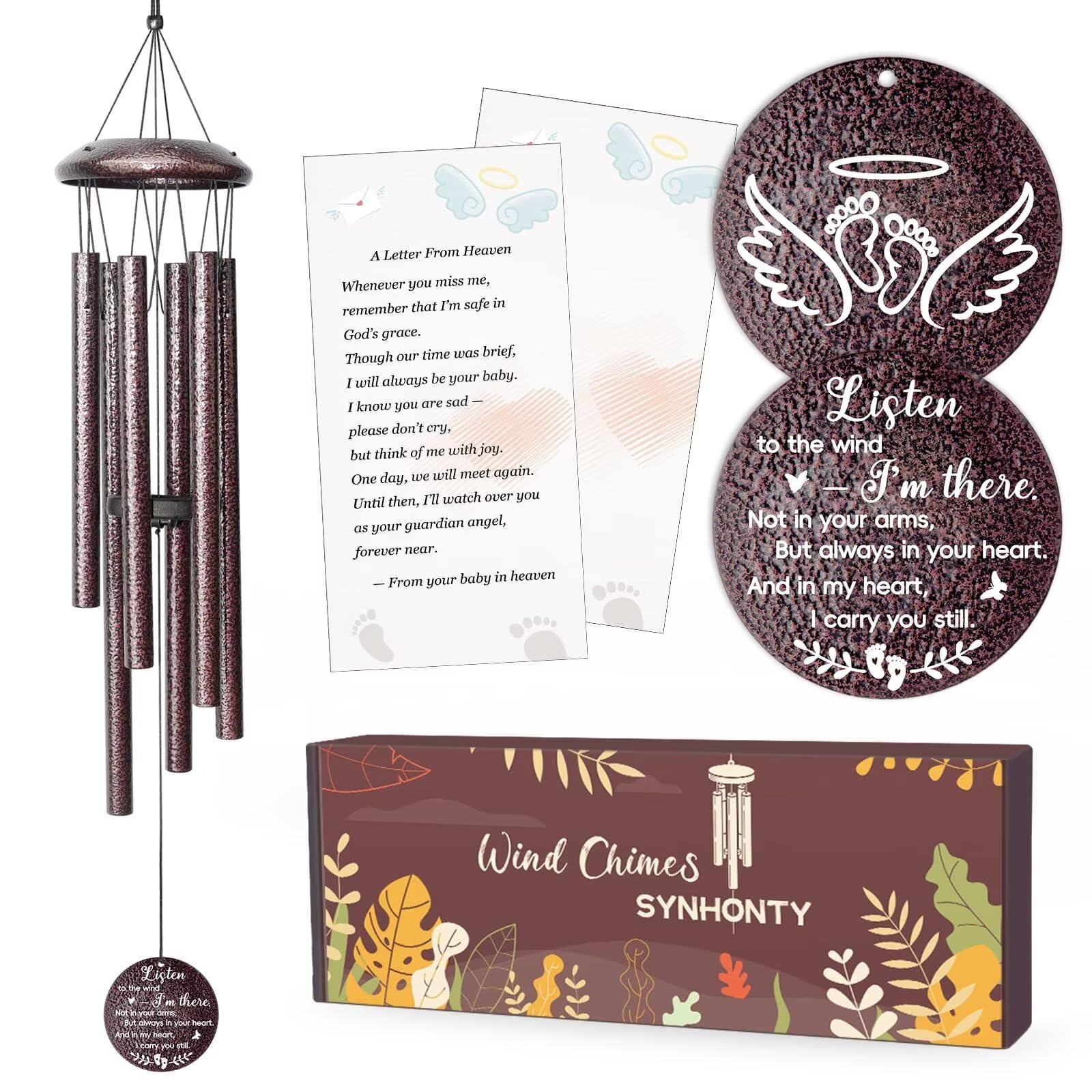 Synhonty miscarriage wind chimes for mothers memorializing infant loss with soothing outdoors sound