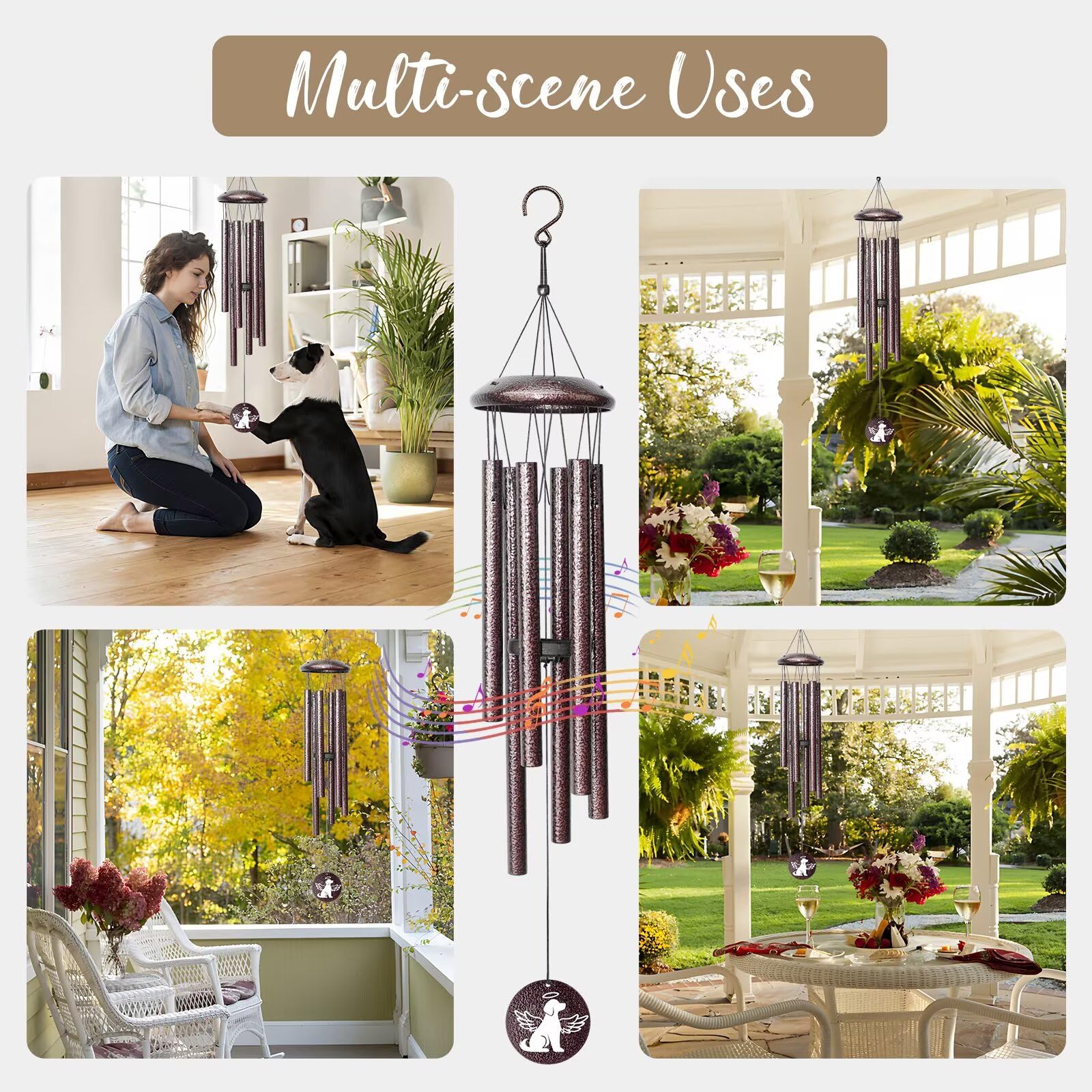 Synhonty outdoor garden wind chime display keeps memories alive with melodies.