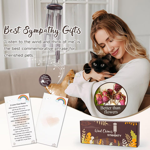 Synhonty outdoor memorial wind chime enhances garden ambiance with soothing sounds.