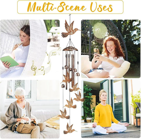 Synhonty outdoor porch setup featuring wind chimes that sway softly