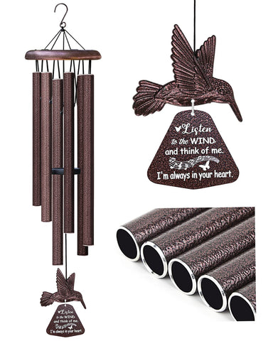 Synhonty sympathy wind chimes with hummingbird spinner producing serene memorial tones