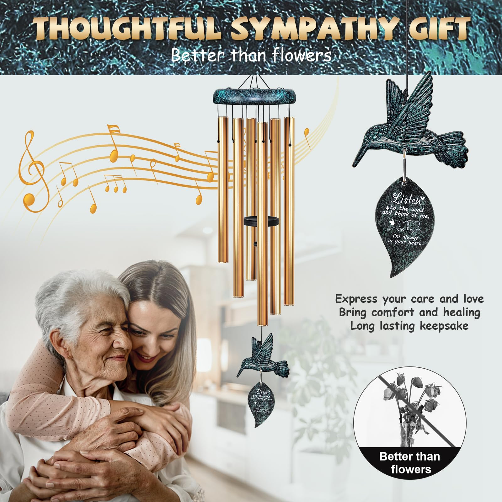 Synhonty six-tube wind chimes with 8.5 to 12.4 inches deliver rich resonance