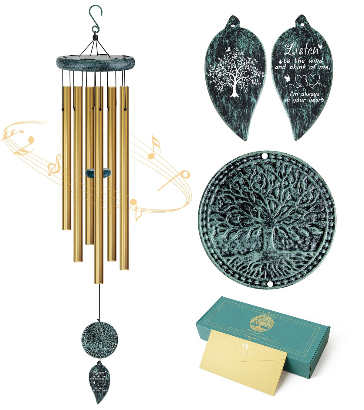 Synhonty wind chimes with Tree of Life bottom symbolize lasting family bonds