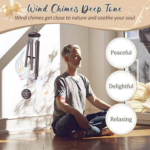 Synhonty wind chime with six anodized tubes, lasting outdoor durability.