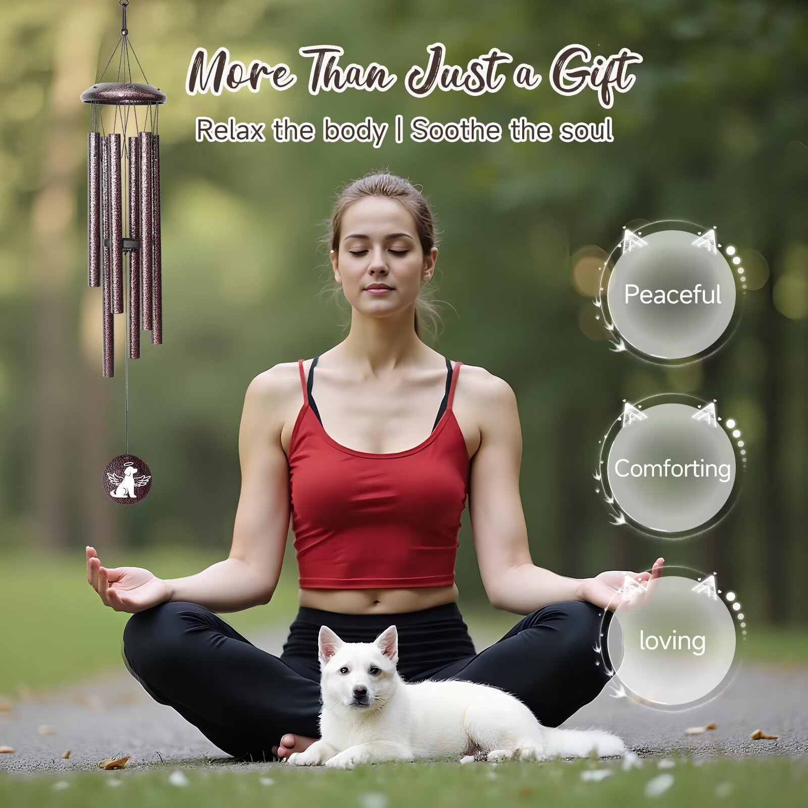 Synhonty wind chime hanging on a tree evokes soothing outdoor ambience.