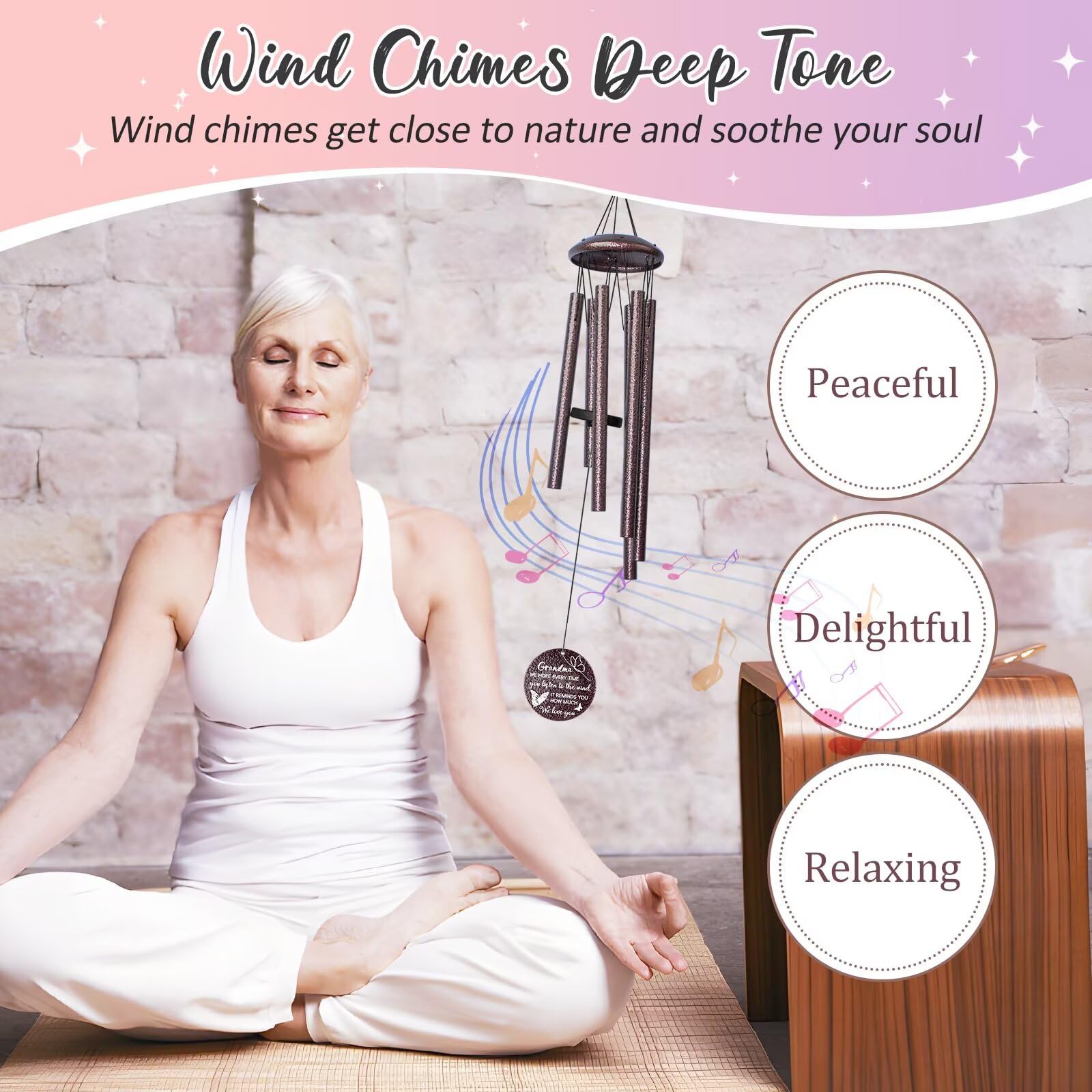 Synhonty wind chime with UV-resistant rope withstands outdoor weather.