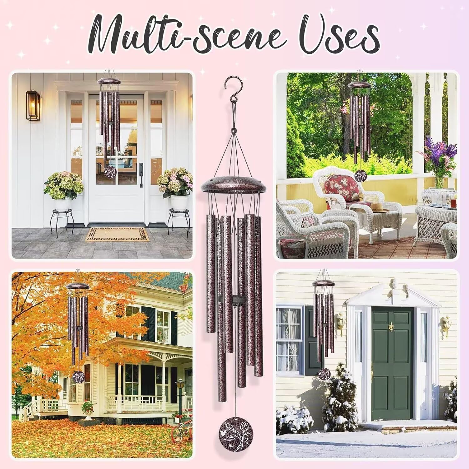 Synhonty wind chimes produce pleasant notes with every breeze.