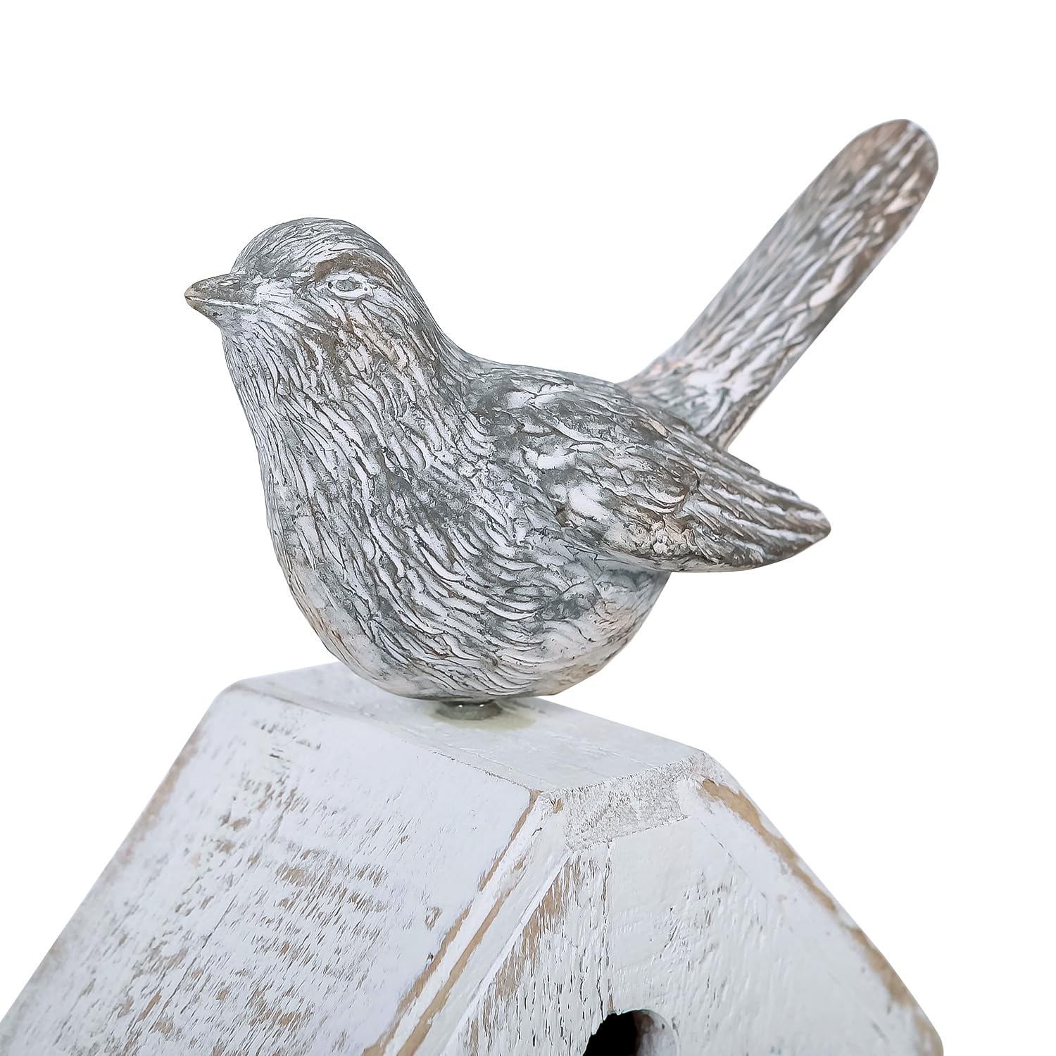 Distressed finish texture highlights vintage charm and character.
