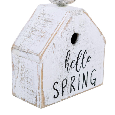 HELLO SPRING small piece adds seasonal brightness.