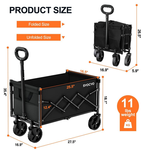 SYOCYO lightweight wagon weighs 11 pounds for easy portability.