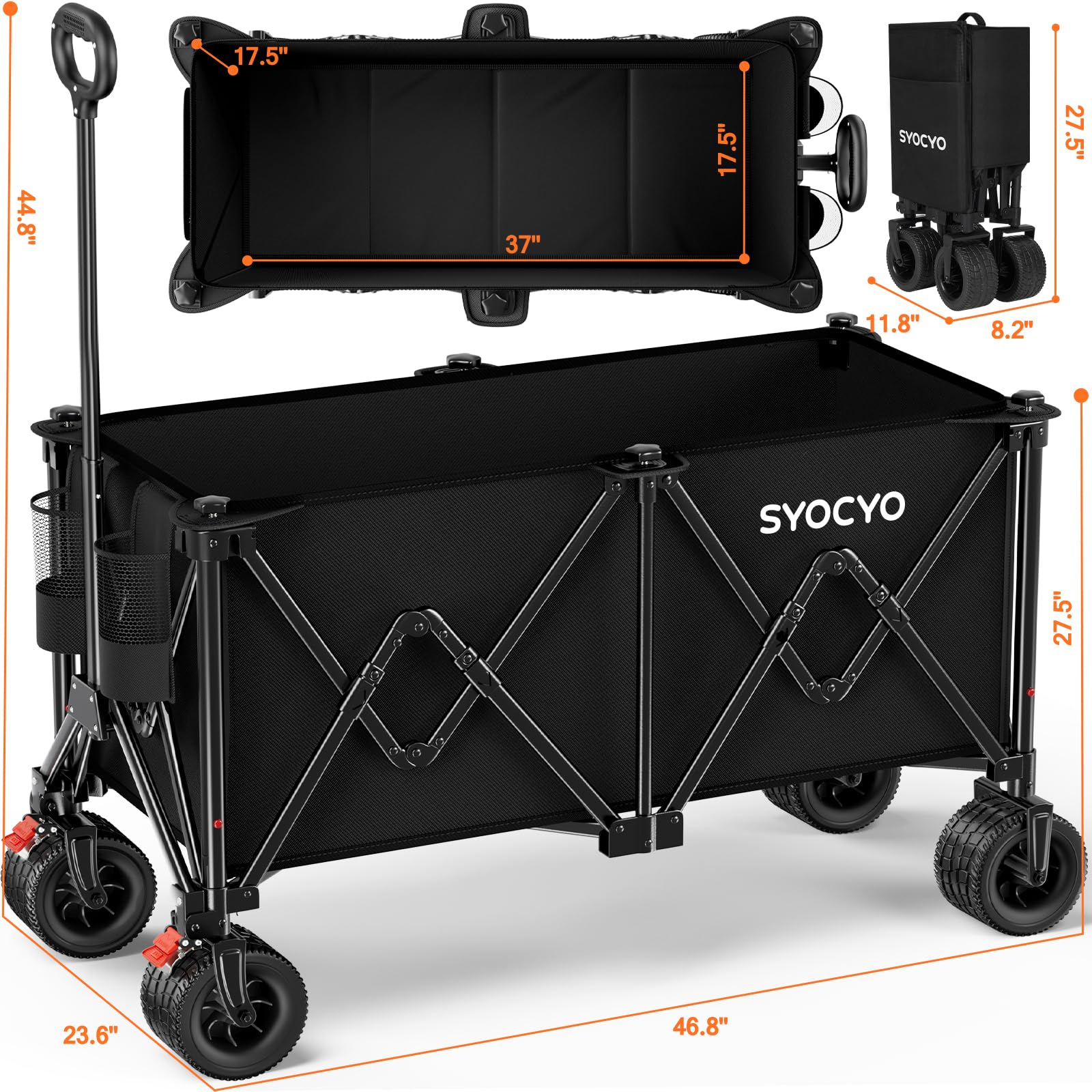 SYOCYO rear pockets organize essentials for camping or grocery trips.