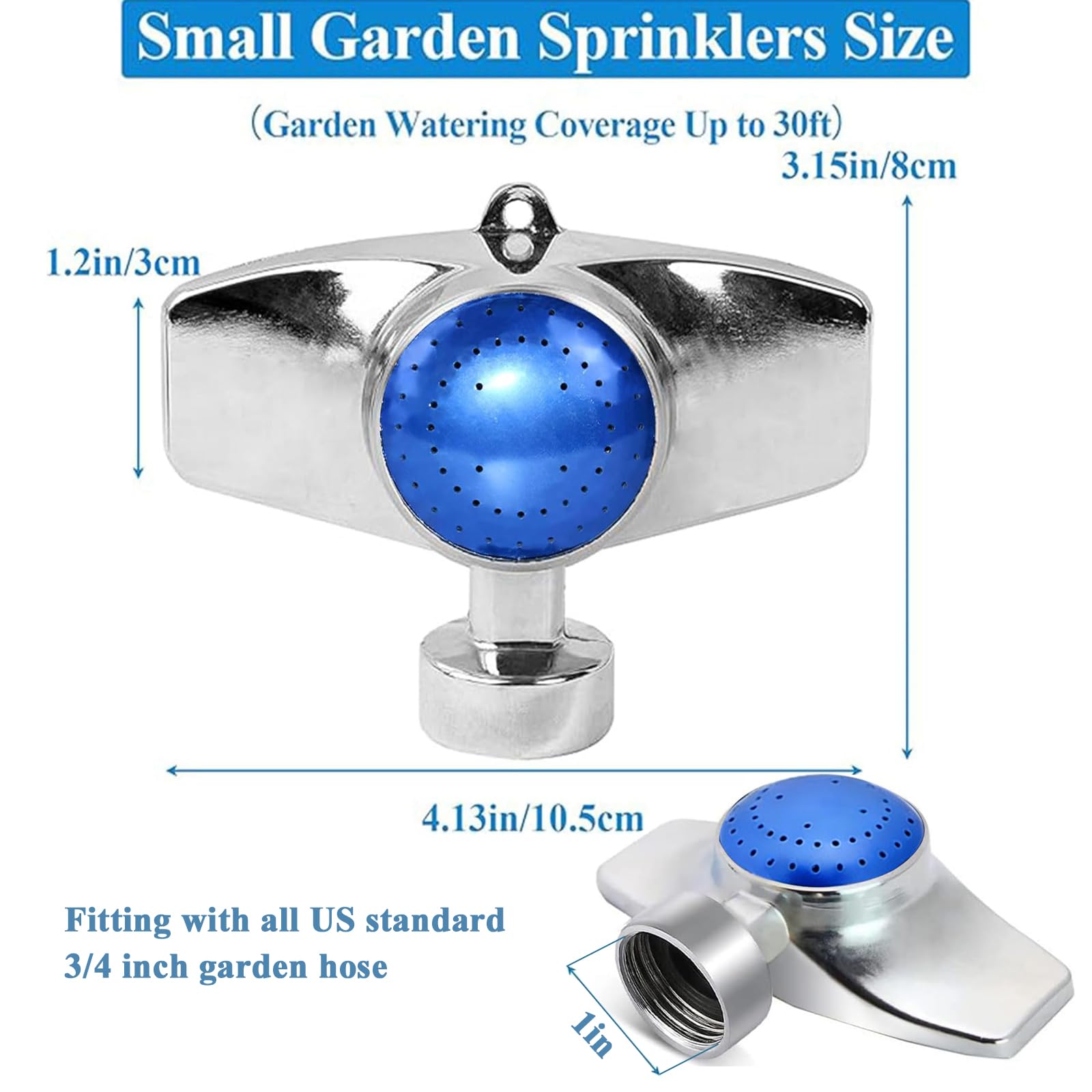 SYOOOY 360-degree sprinkler shows coverage up to 8 meters over a lush lawn.