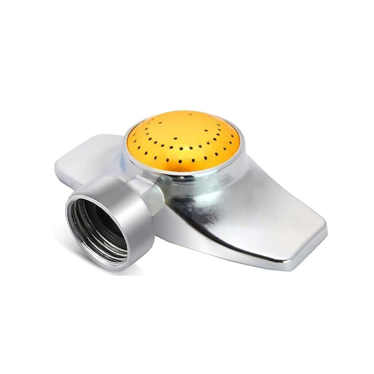 SYOOOY 360-degree metal spot sprinkler, top view, built for long-lasting garden watering.