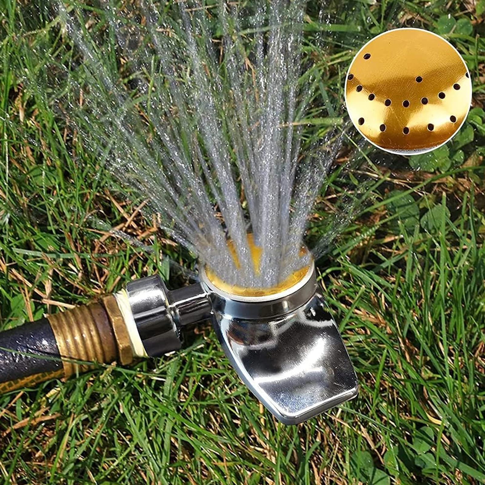 SYOOOY easy-install sprinkler with gentle jet flow for regular garden watering.
