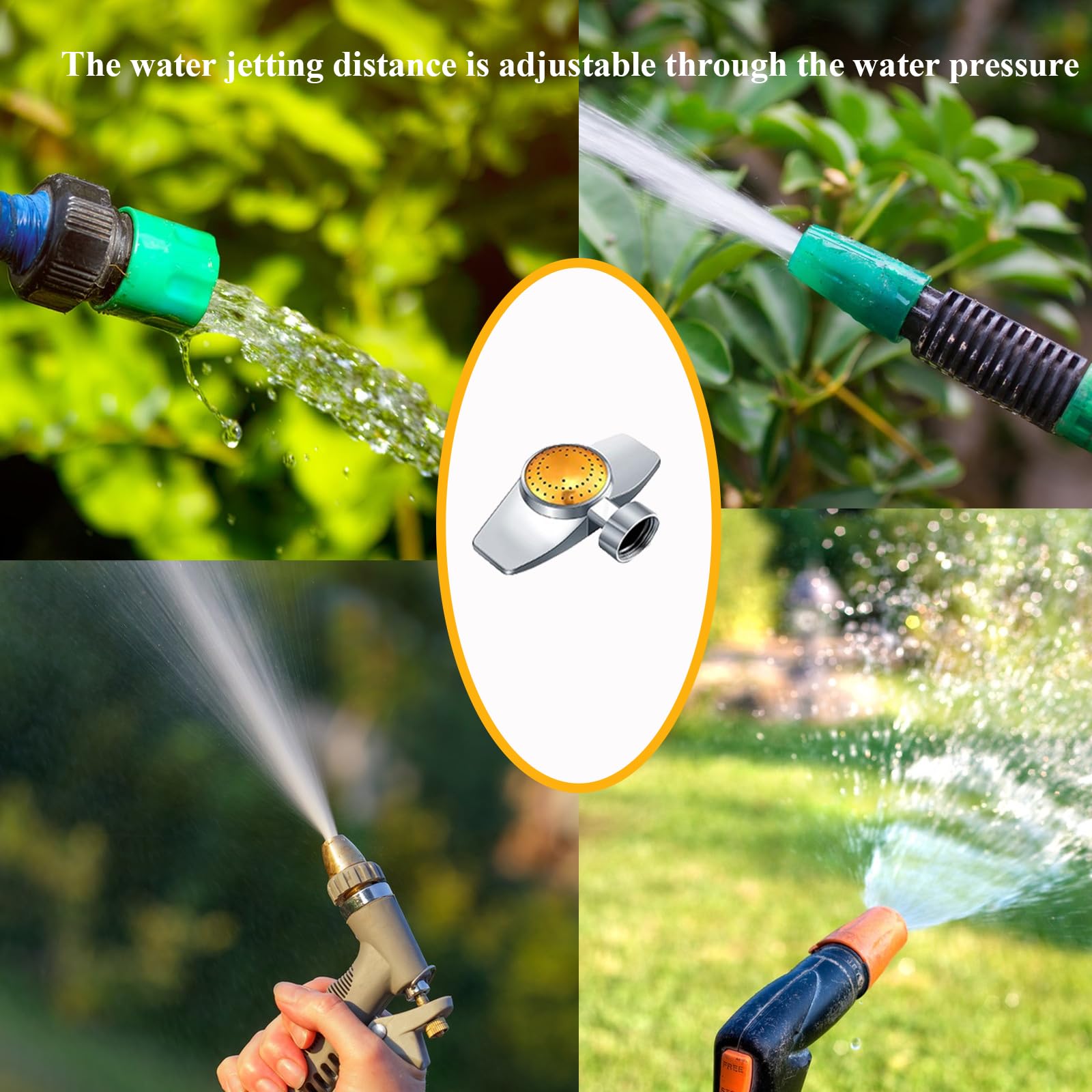 SYOOOY lawn sprinkler with hose connection, easy setup for flexible irrigation.