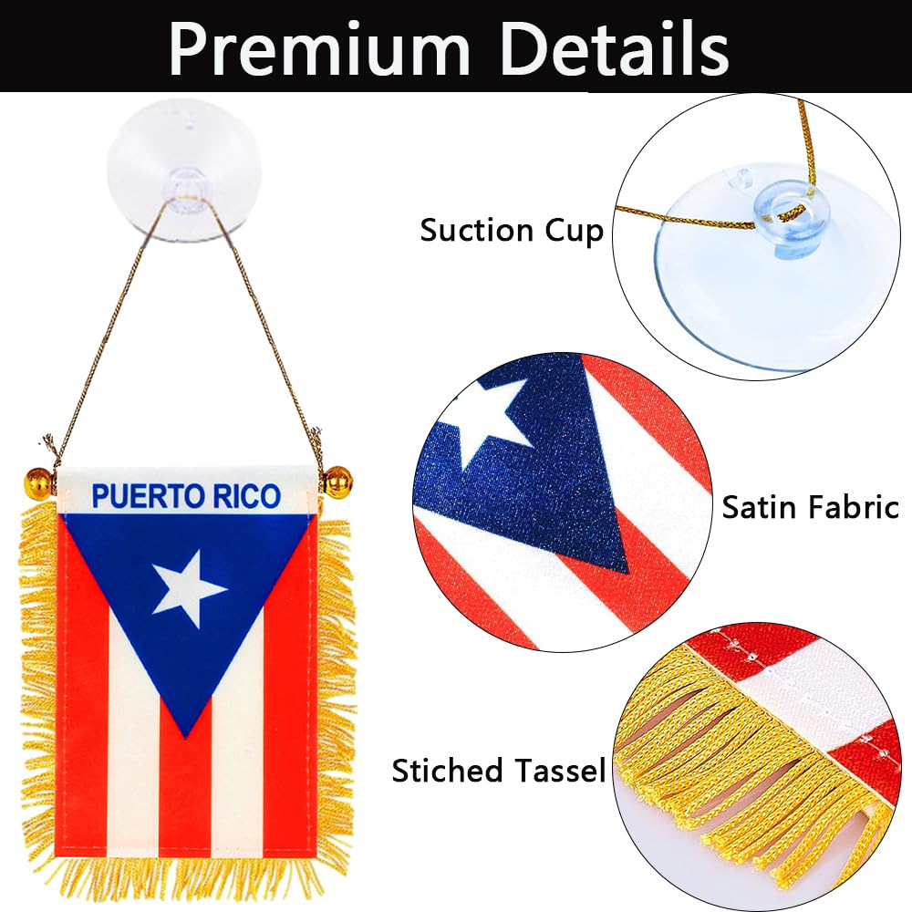SYOTLYA Puerto Rico flag with gold fringe detail adds elegant border to display.
