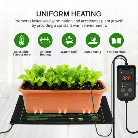 SYSAI Seedling Heat Mat digital thermostat display enables precise temperature control