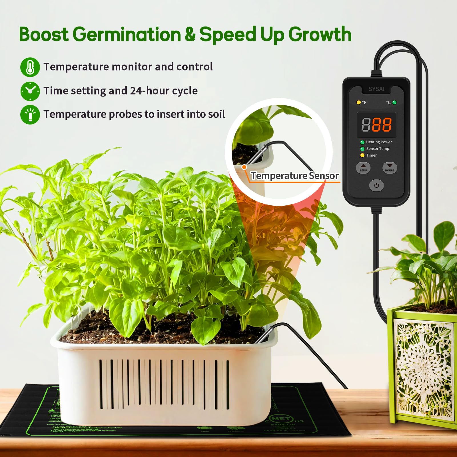 SYSAI heat mat used in greenhouse for reliable germination and propagation