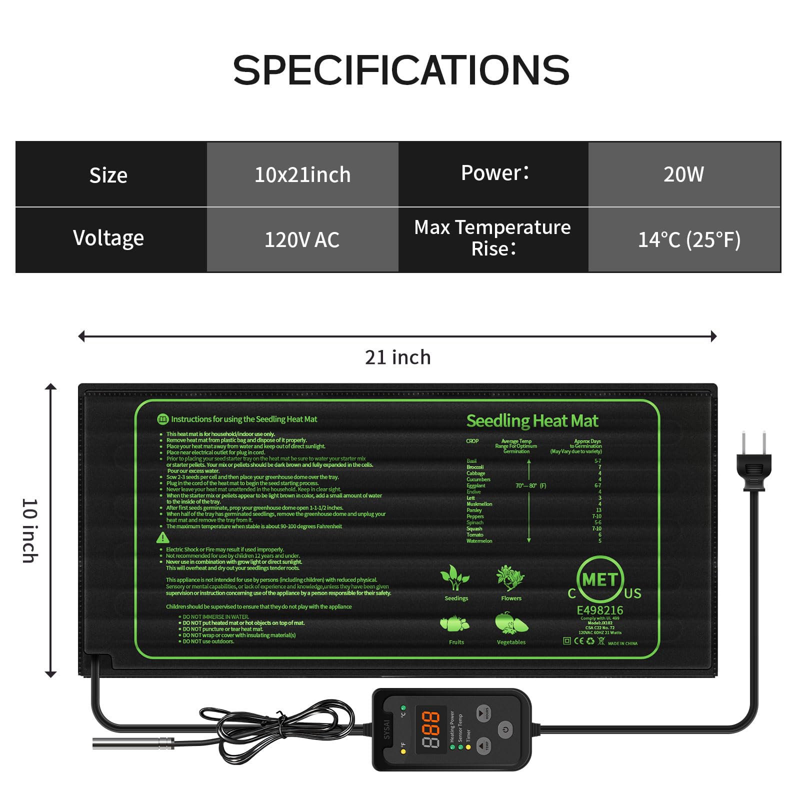 SYSAI Seedling Heat Mat 3-step setup enables quick warmth and easy mounting