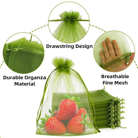 SythorYang green organza bag close-up shows durable, breathable fabric.