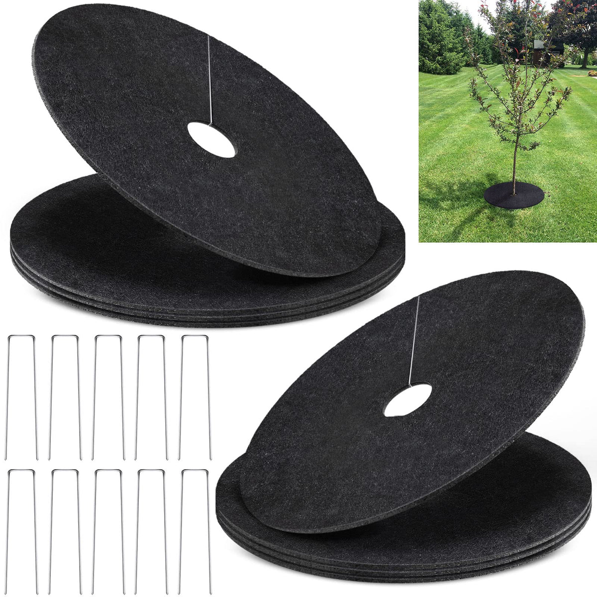 SYWHXY 8-pack tree mulch ring fits 16.5 inch trunks and suppresses weeds.