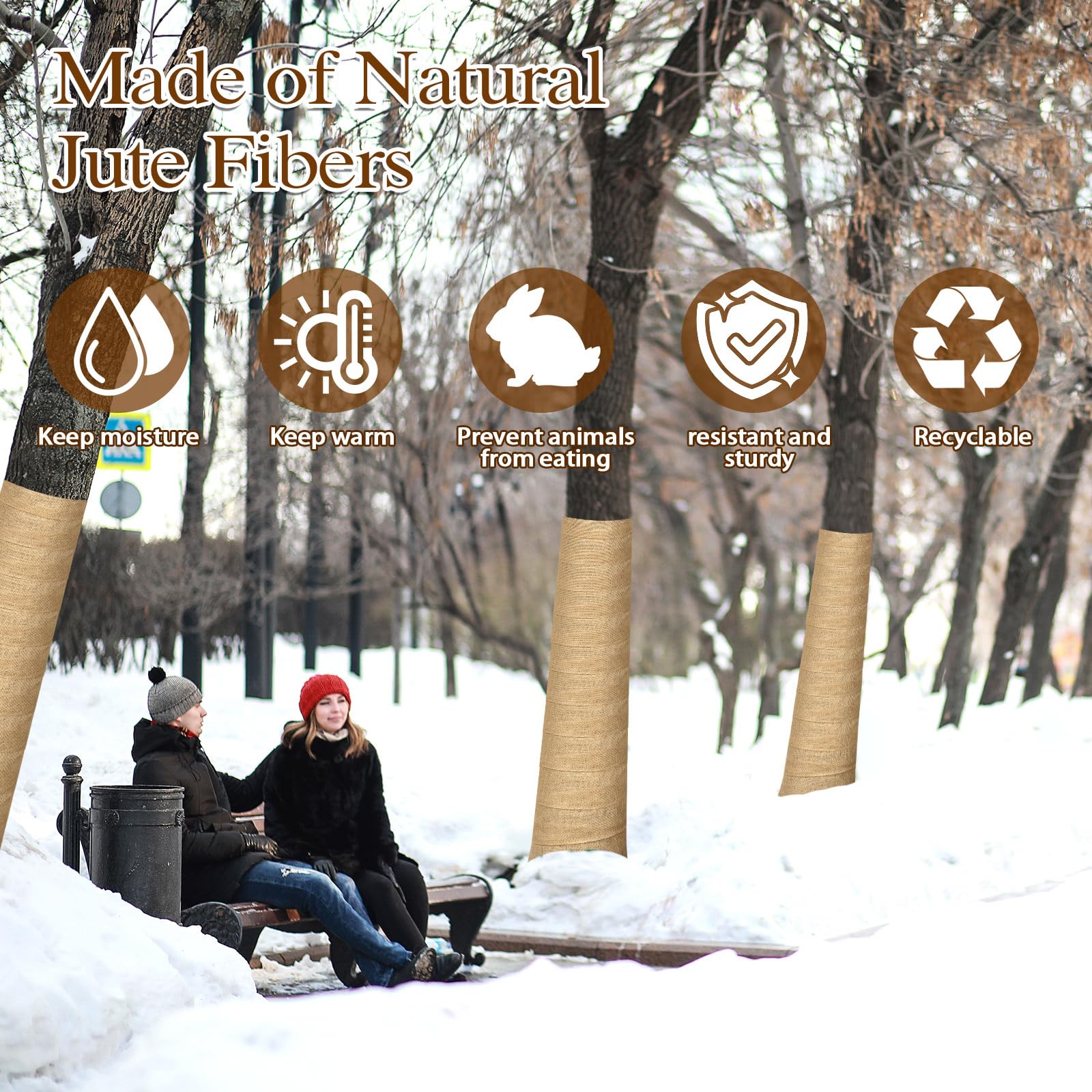 SYWHXY durable jute tree wrap stands up to outdoor exposure and wind.