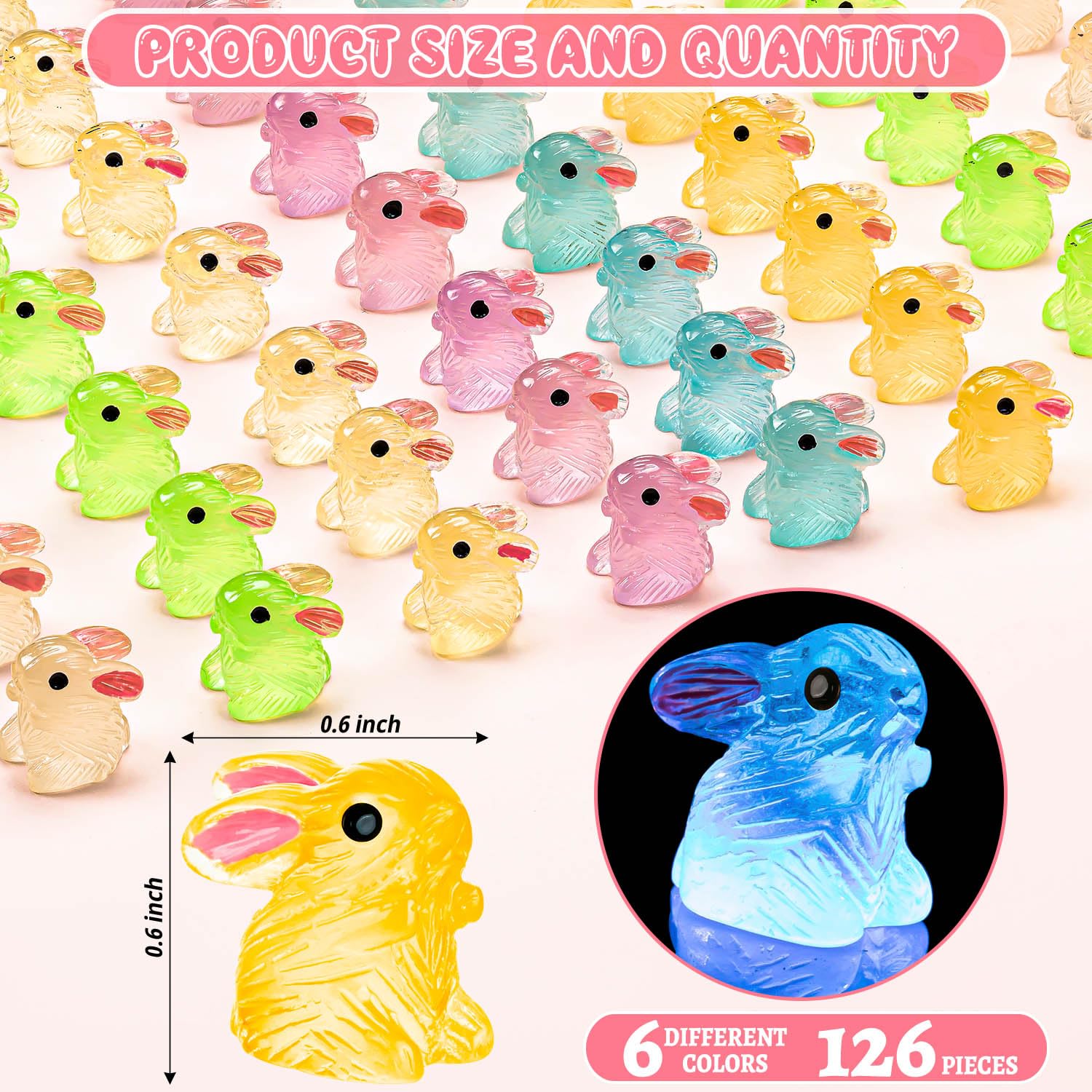 SYWHXY luminous mini bunny in blue glow highlights moss garden displays.