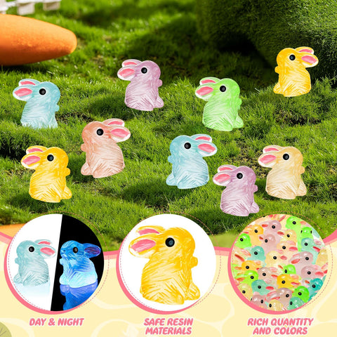 SYWHXY luminous mini bunny in green glow accents glass pots.