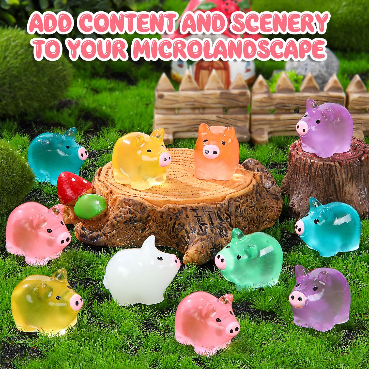 SYWHXY tiny pigs with flat bases for stable display in mini scenes