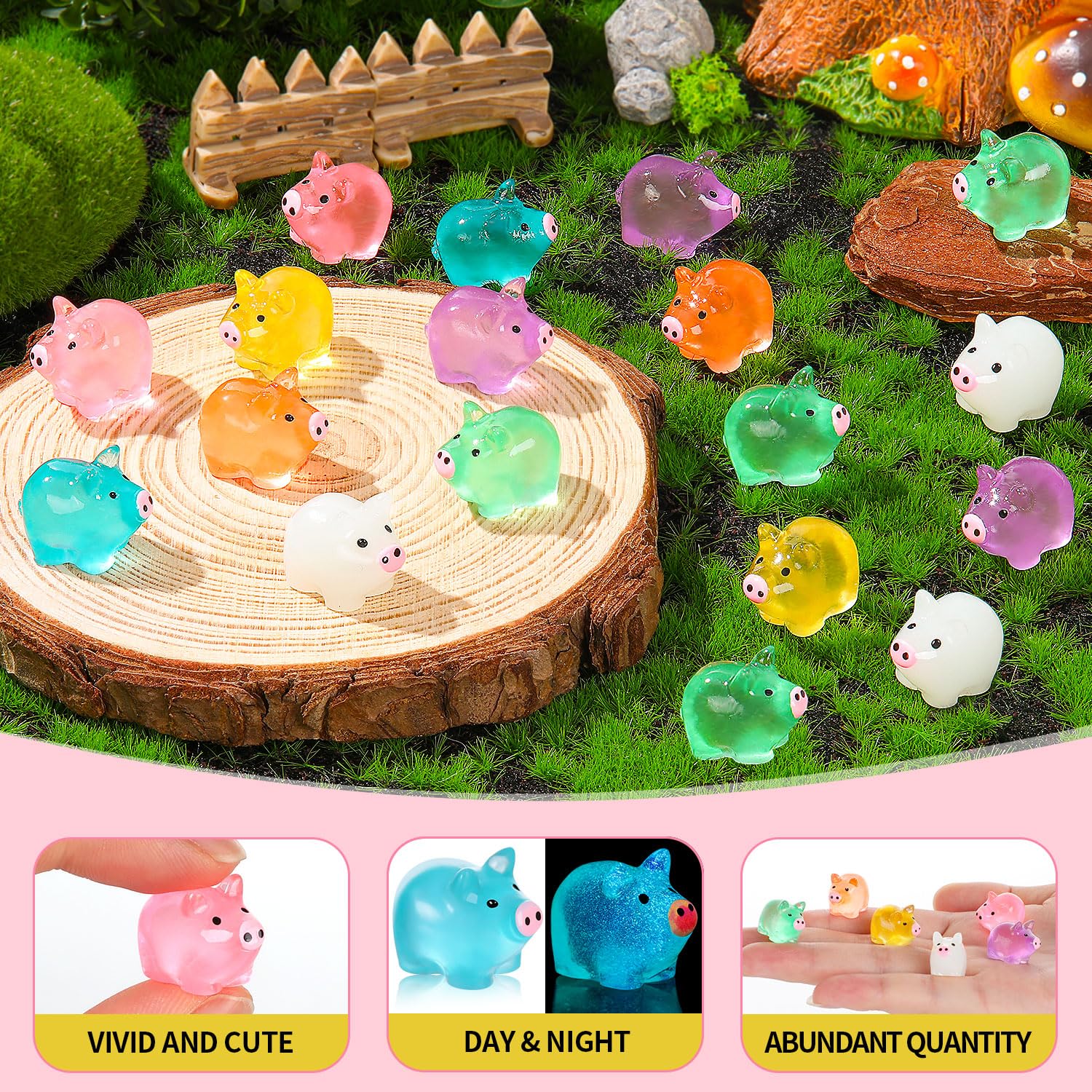SYWHXY resin pigs glow softly, perfect for glow party table decorations