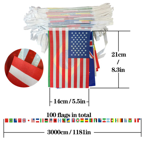 SZCXTOP 100-country pennant flags ideal for international themes