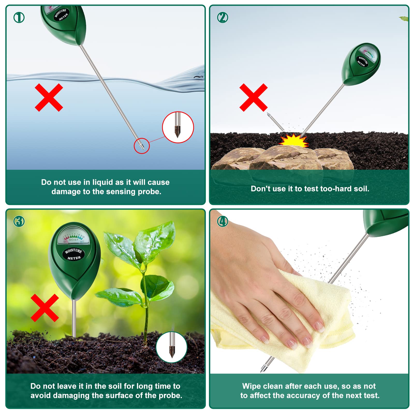 SZHLUX garden and lawn use demonstrating outdoor moisture checks.