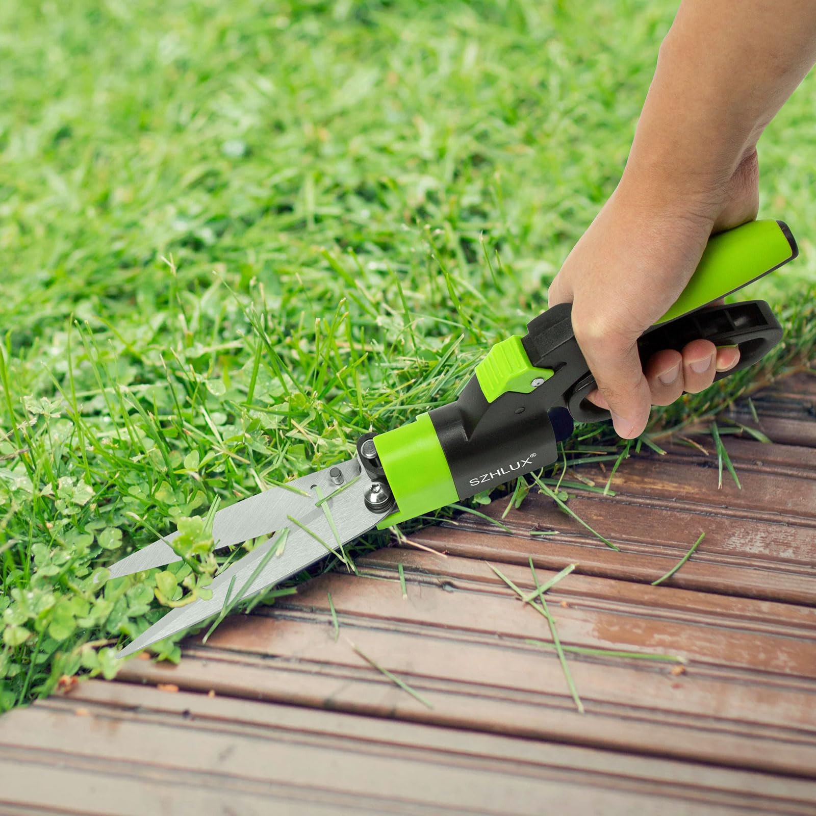 SZHLUX 360-degree swivel aids hedge shaping with smooth operation