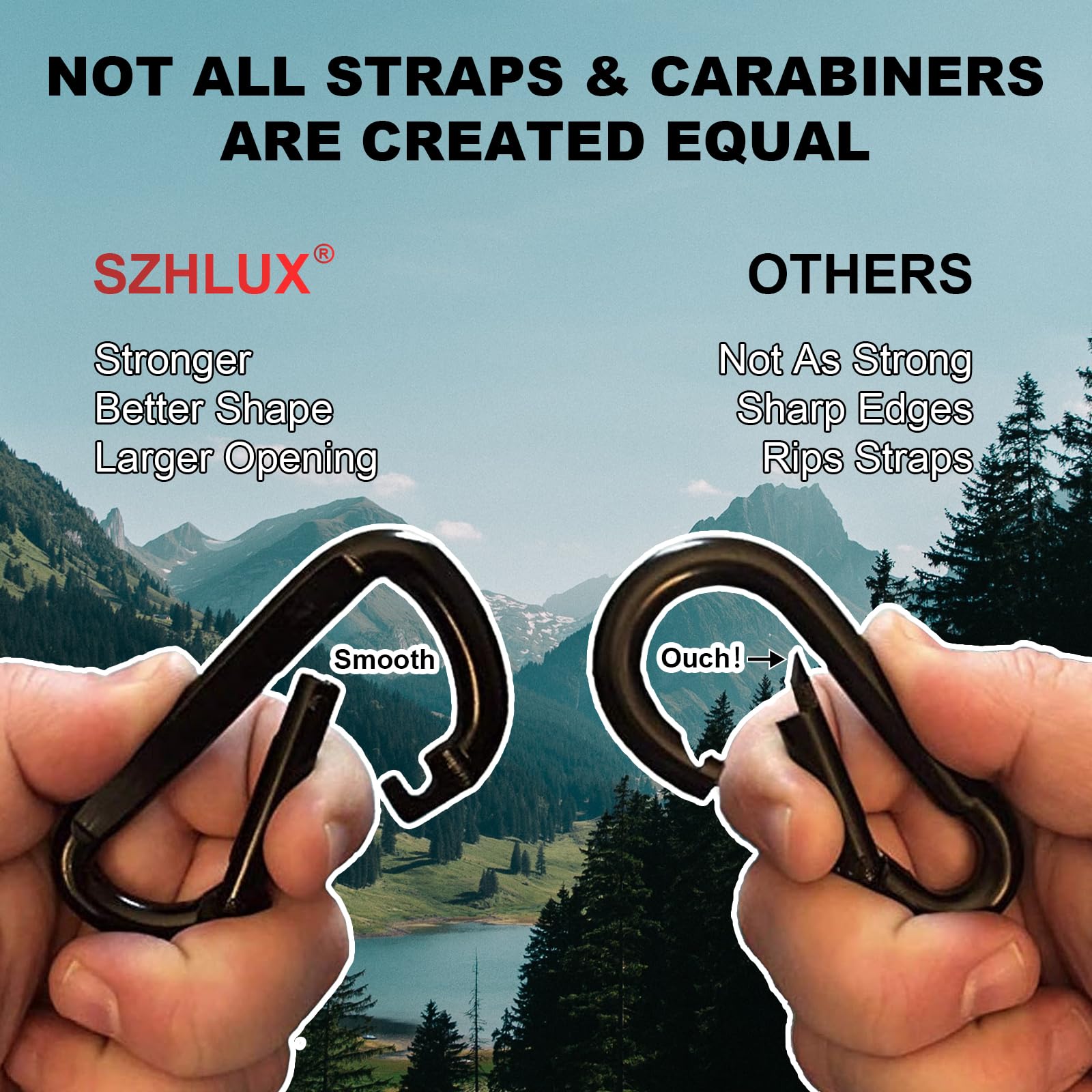 SZHLUX 10-foot straps provide versatile anchoring around trees and posts.