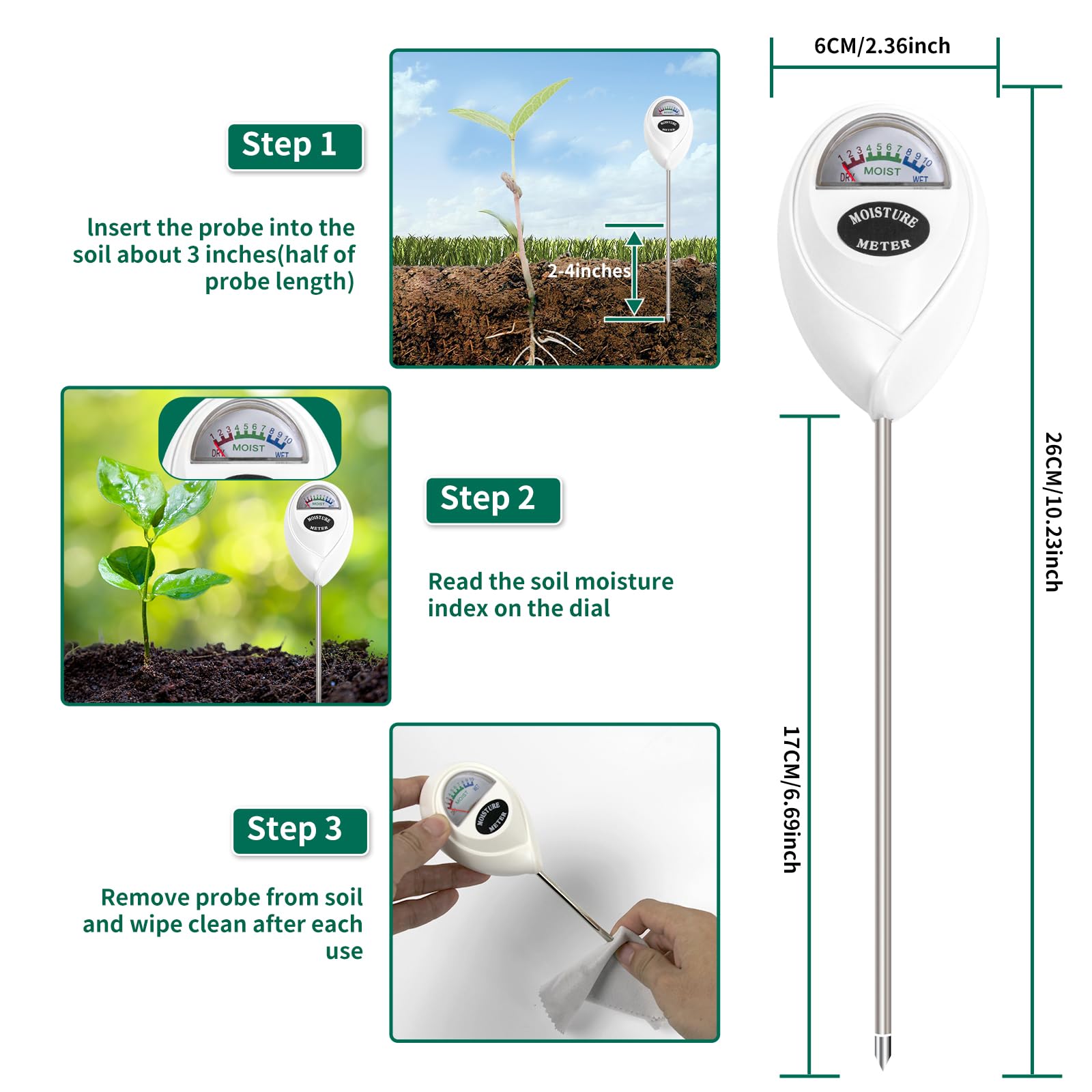 SZHLUX closeup reading on dial demonstrates precise soil reading