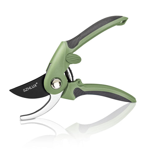 SZHLUX pruning shears blade close-up showing sharp edge for clean cuts