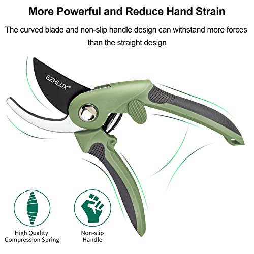 SZHLUX pruning shears curved blade for enhanced leverage