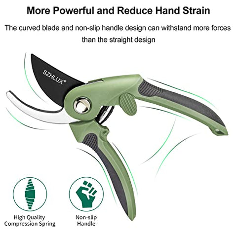 SZHLUX pruning shears curved blade for enhanced leverage