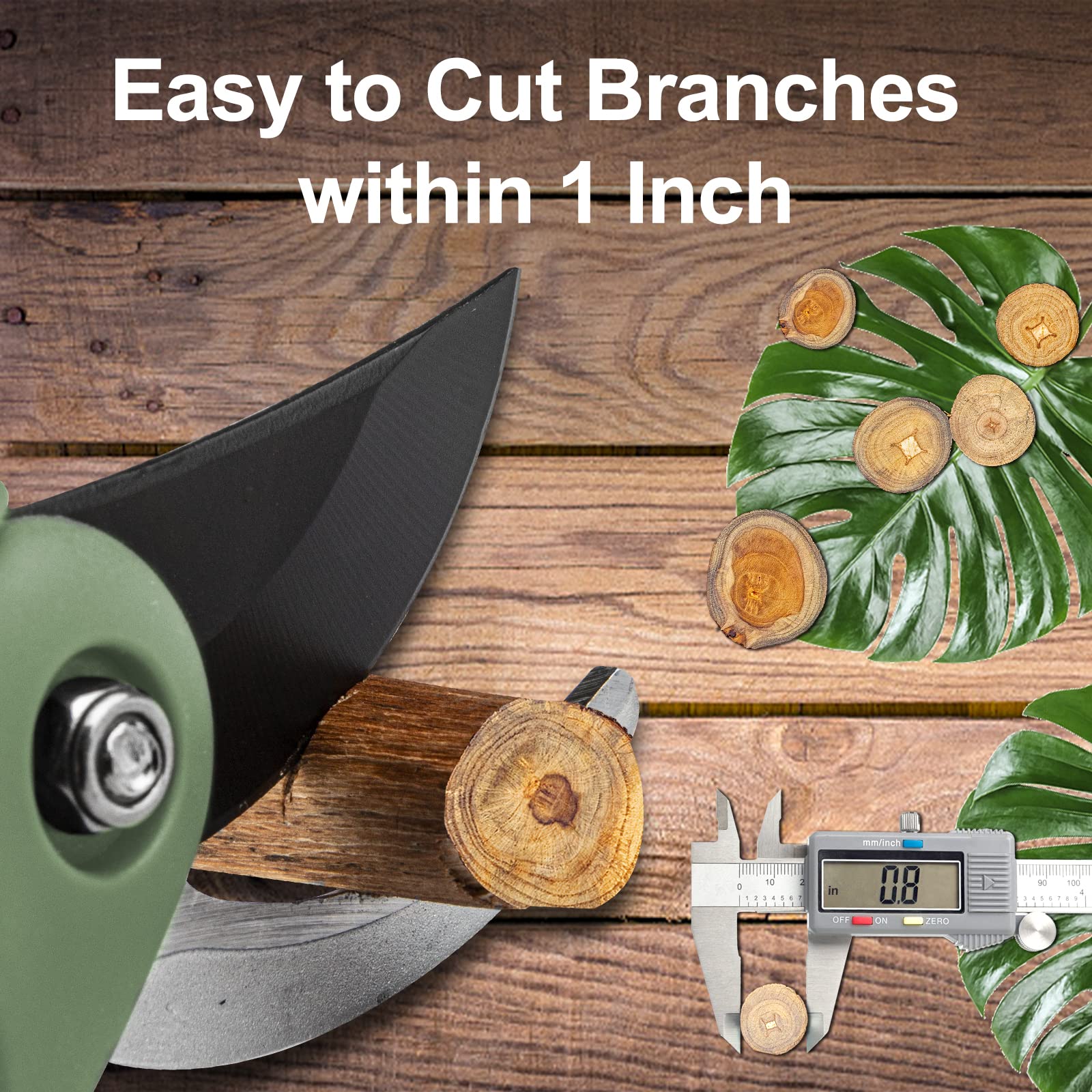 SZHLUX pruning shears cutting capacity showing branch range