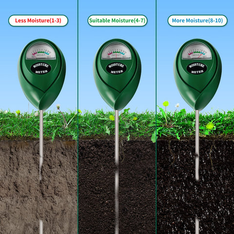 SZHLUX soil hygrometer probe close-up showing gentle testing.