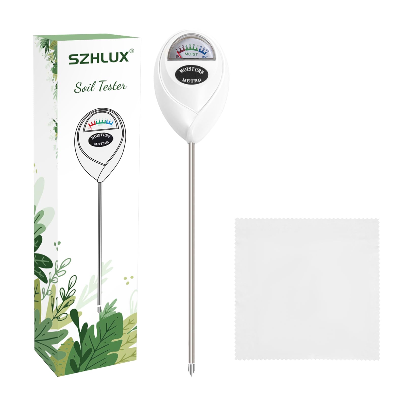 SZHLUX soil moisture meter dial view for quick moisture reading