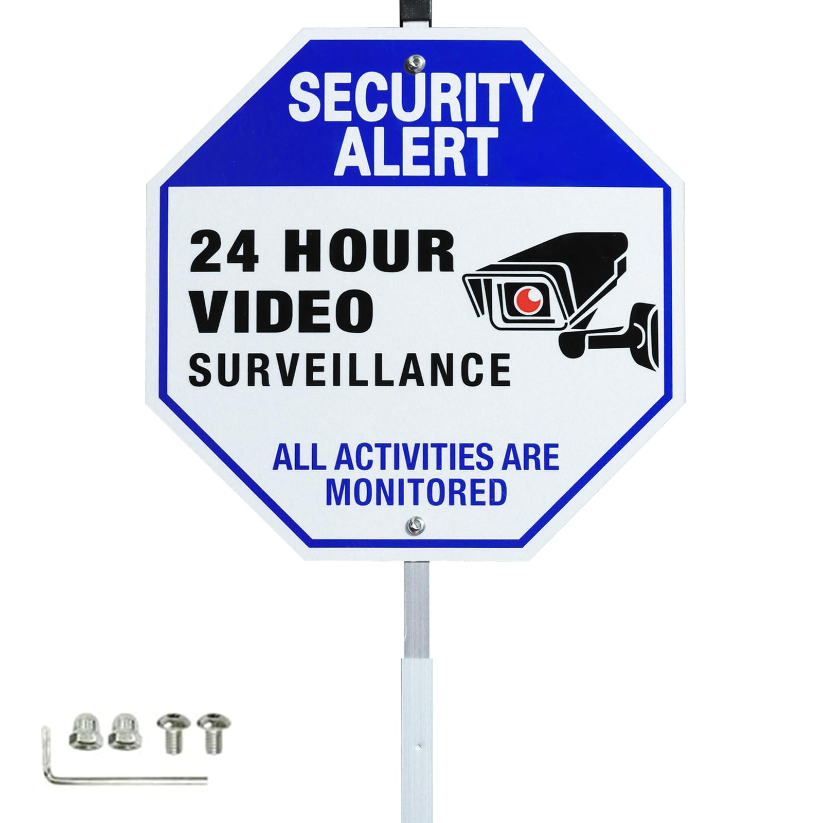 SZhuiyun 24-hour surveillance sign front view boosts deterrence and visibility